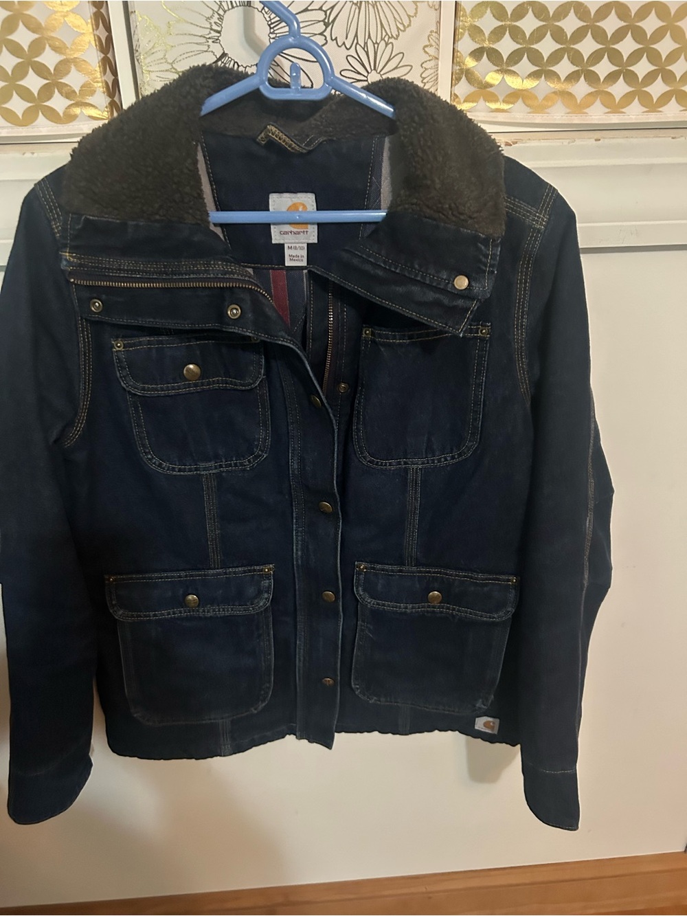 Woman's Carhartt Wesley Jacket - Navy Sherpa Collar Blanket Lined